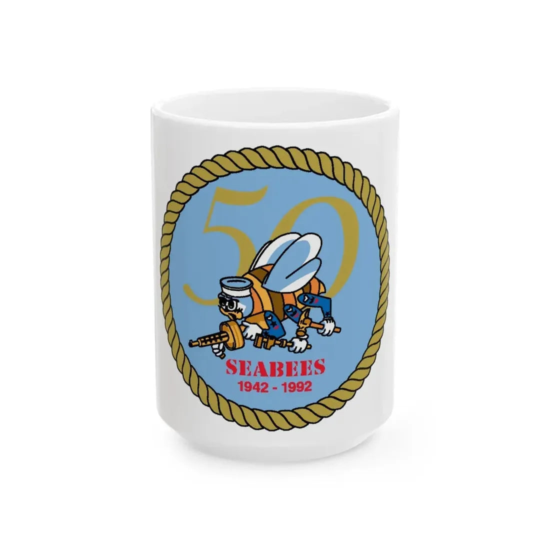 Seabees 50th (U.S. Navy) White Coffee Mug 15oz - Go Mug Yourself