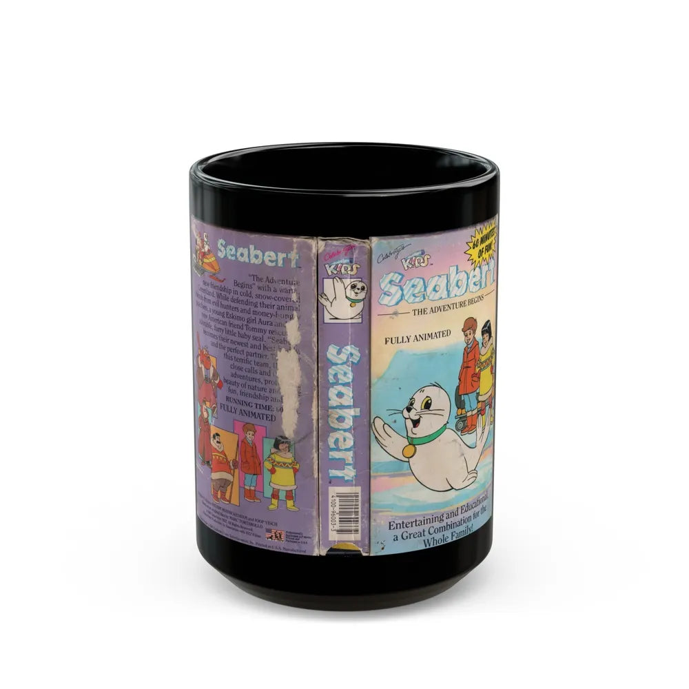 SEABERT THE ADVENTURE BEGINS (VHS COVER) - Black Coffee Mug-15oz-Go Mug Yourself