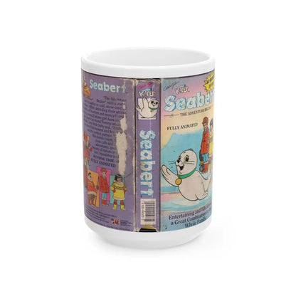 SEABERT THE ADVENTURE BEGINS (VHS COVER) - White Coffee Mug-15oz-Go Mug Yourself