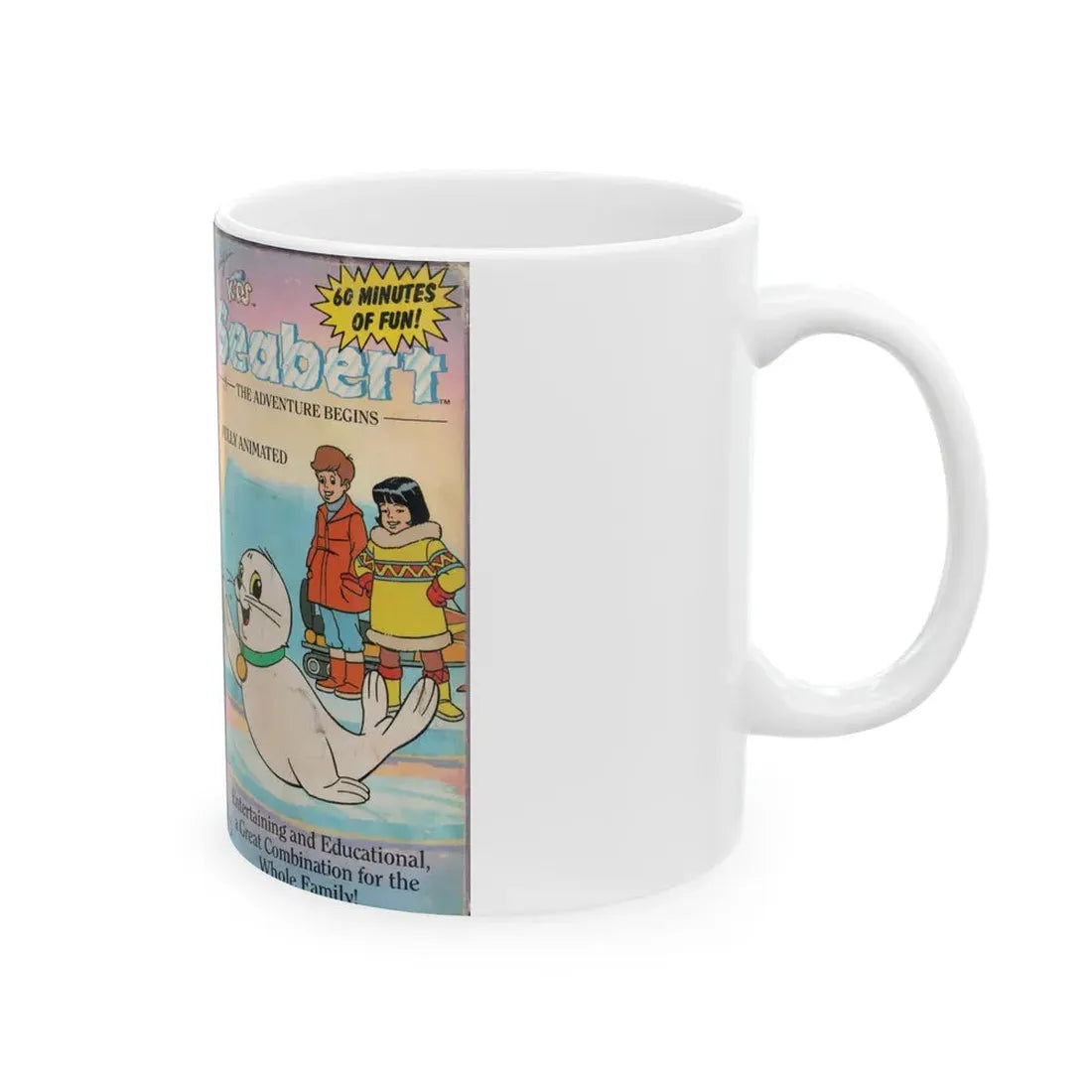 SEABERT THE ADVENTURE BEGINS (VHS COVER) - White Coffee Mug - Go Mug Yourself