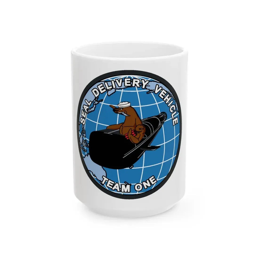 Seal Delivery Vehicle TEAM ONE (U.S. Navy) White Coffee Mug 15oz - Go Mug Yourself