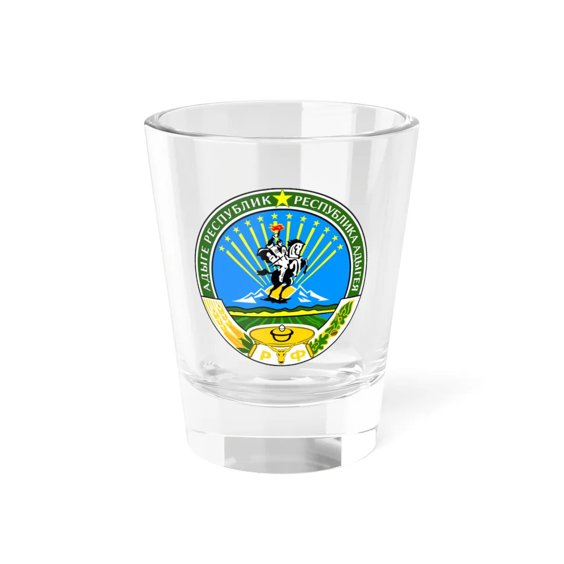 Seal of Adygea (Russia) (Coat of Arms) Shot Glass 1.5oz 1.5oz - Go Mug Yourself