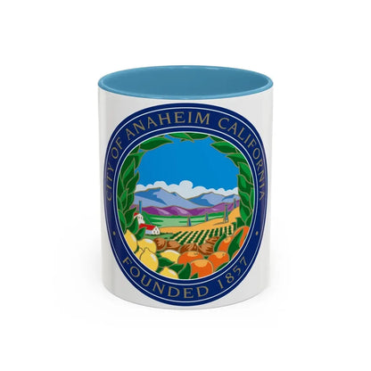 Seal of Anaheim California - Accent Coffee Mug 11oz Light Blue - Go Mug Yourself