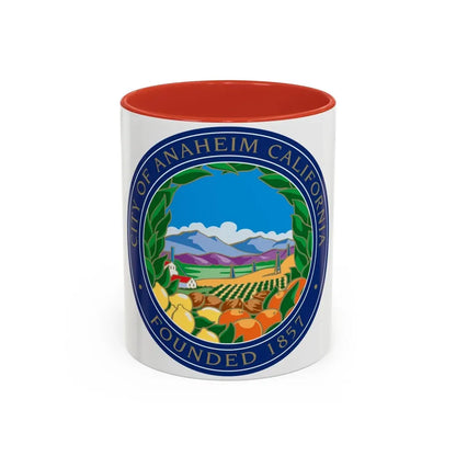 Seal of Anaheim California - Accent Coffee Mug 11oz Red - Go Mug Yourself