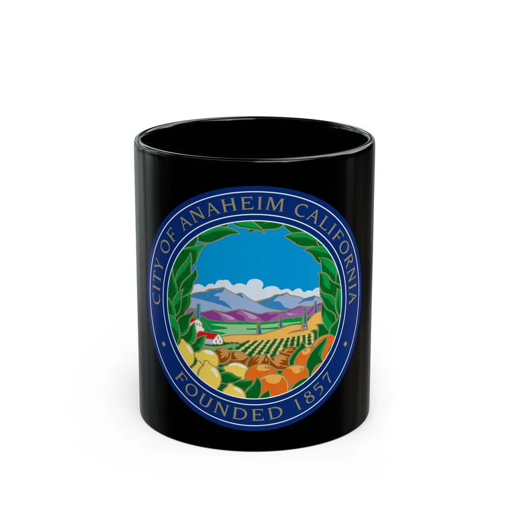 Seal of Anaheim California - Black Coffee Mug-11oz-Go Mug Yourself