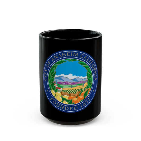 Seal of Anaheim California - Black Coffee Mug-15oz-Go Mug Yourself