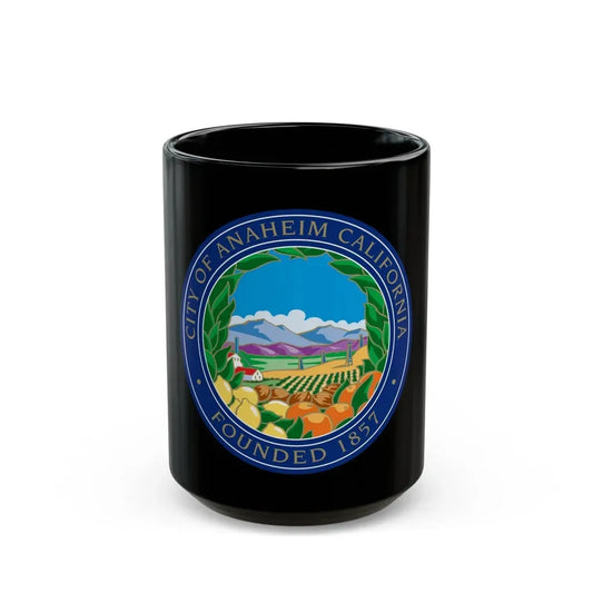 Seal of Anaheim California - Black Coffee Mug 15oz - Go Mug Yourself