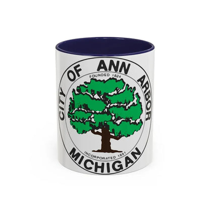 Seal of Ann Arbor Michigan - Accent Coffee Mug 11oz Navy - Go Mug Yourself