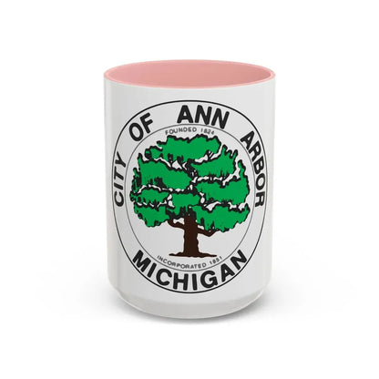 Seal of Ann Arbor Michigan - Accent Coffee Mug 15oz Pink - Go Mug Yourself