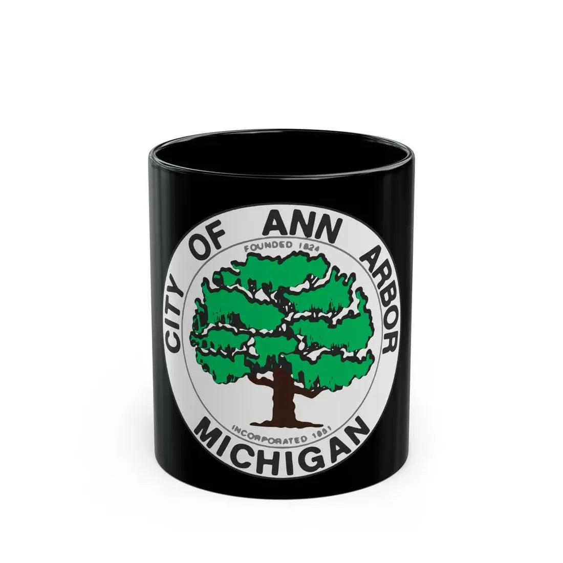Seal of Ann Arbor Michigan - Black Coffee Mug 11oz - Go Mug Yourself