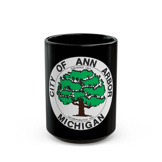 Seal of Ann Arbor Michigan - Black Coffee Mug-15oz-Go Mug Yourself