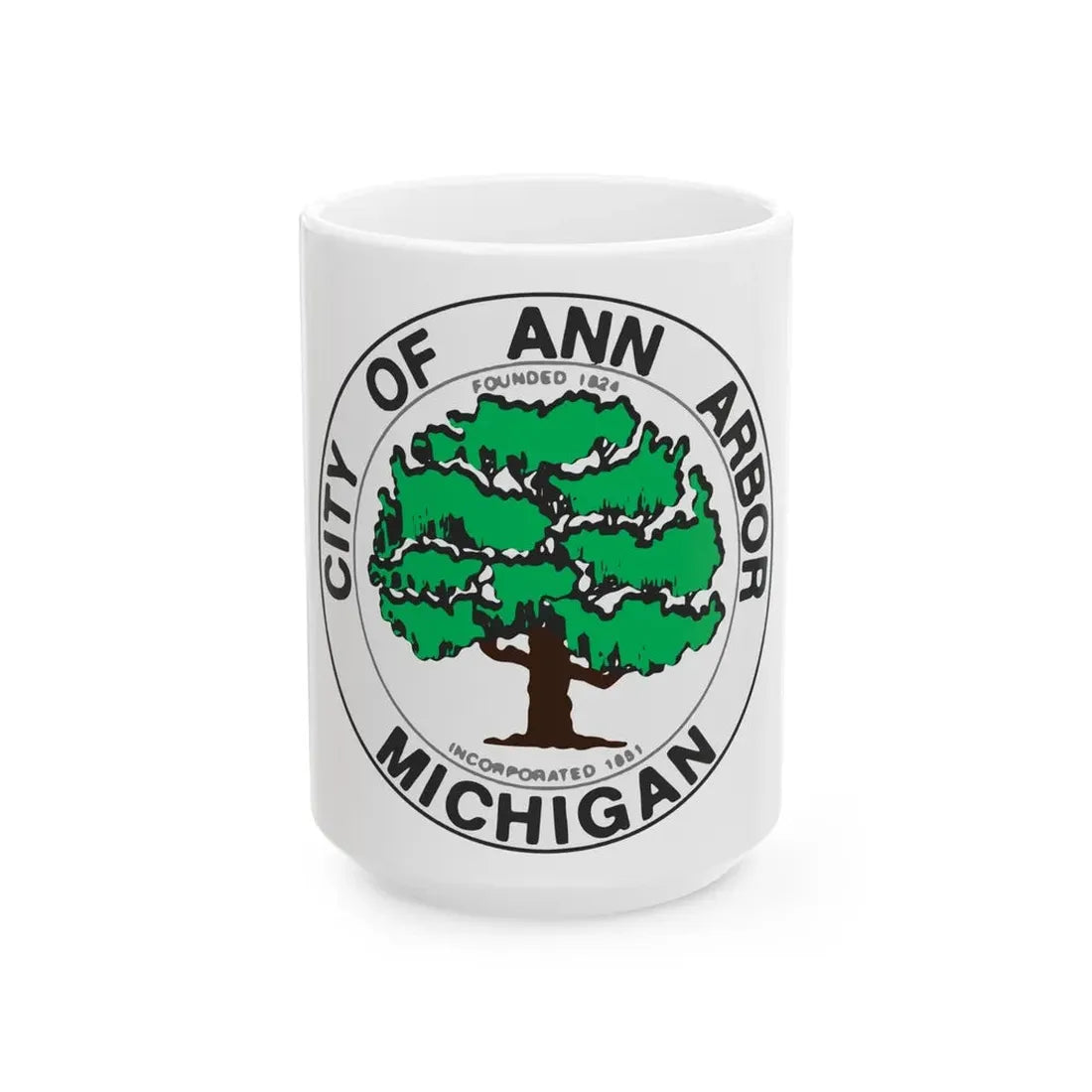 Seal of Ann Arbor Michigan - White Coffee Mug 15oz - Go Mug Yourself