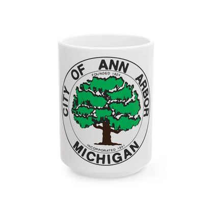 Seal of Ann Arbor Michigan - White Coffee Mug 15oz - Go Mug Yourself