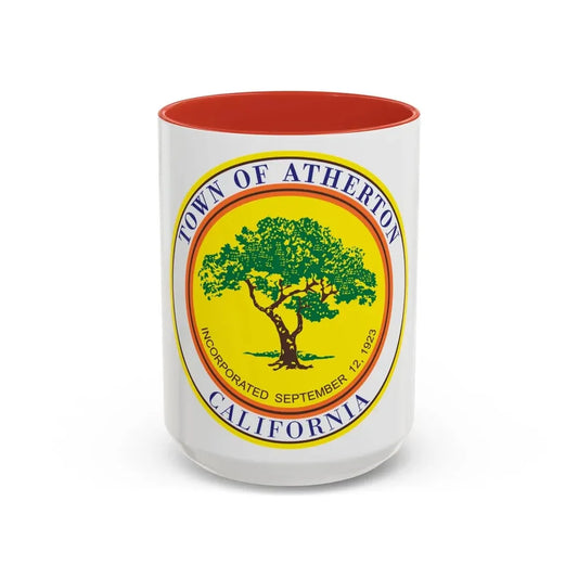 Seal of Atherton California - Accent Coffee Mug 15oz Red - Go Mug Yourself