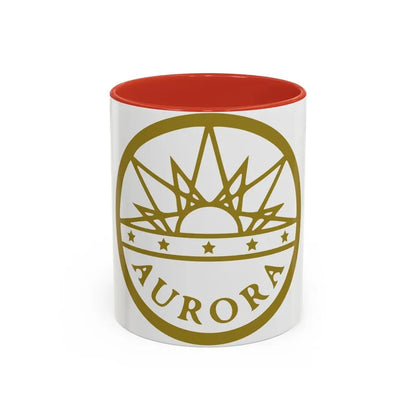 Seal of Aurora Colorado - Accent Coffee Mug 11oz Red - Go Mug Yourself