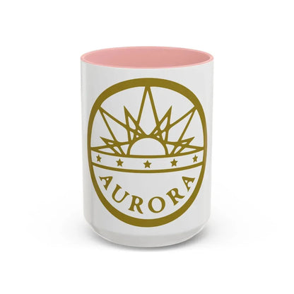 Seal of Aurora Colorado - Accent Coffee Mug 15oz Pink - Go Mug Yourself