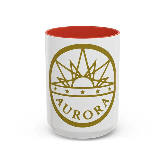 Seal of Aurora Colorado - Accent Coffee Mug 15oz Red - Go Mug Yourself