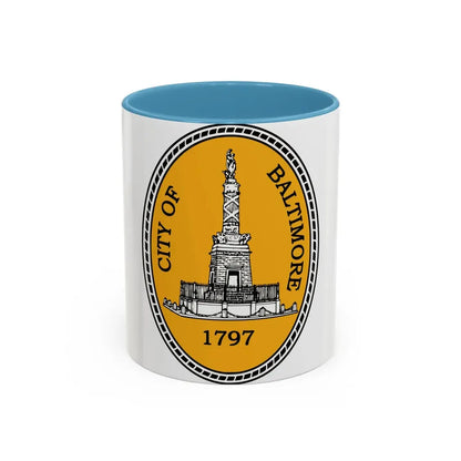 Seal of Baltimore Maryland - Accent Coffee Mug 11oz Light Blue - Go Mug Yourself