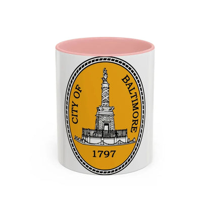 Seal of Baltimore Maryland - Accent Coffee Mug 11oz Pink - Go Mug Yourself