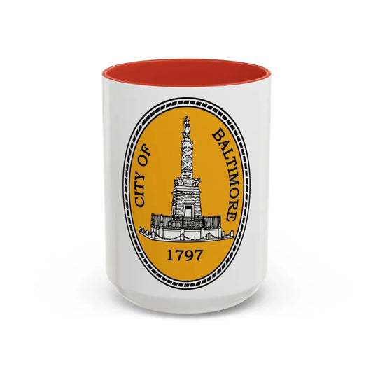 Seal of Baltimore Maryland - Accent Coffee Mug 15oz Red - Go Mug Yourself