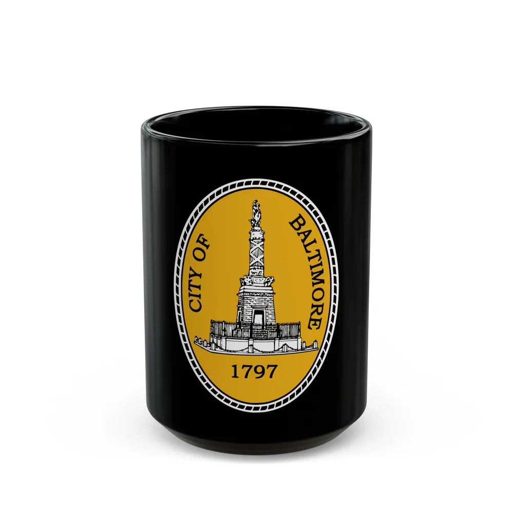 Seal of Baltimore Maryland - Black Coffee Mug-15oz-Go Mug Yourself