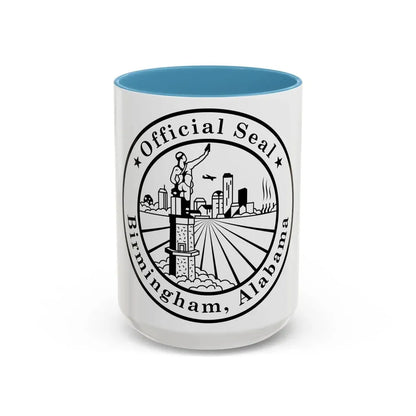 Seal of Birmingham Alabama - Accent Coffee Mug 15oz Light Blue - Go Mug Yourself