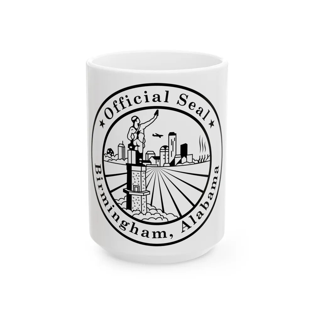 Seal of Birmingham Alabama - White Coffee Mug-15oz-Go Mug Yourself