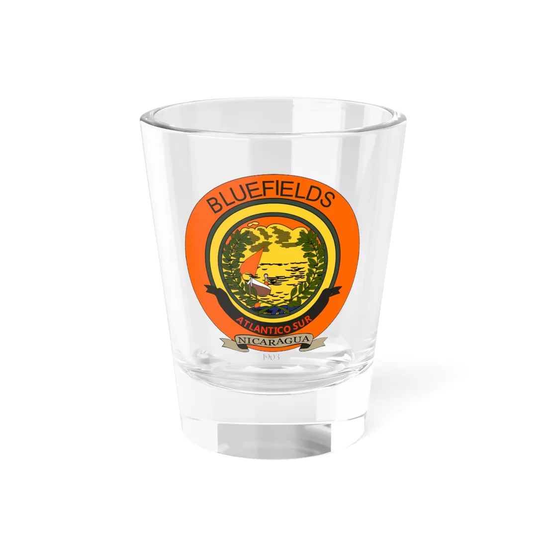 Seal of Bluefields (Nicaragua) (Coat of Arms) Shot Glass 1.5oz 1.5oz - Go Mug Yourself