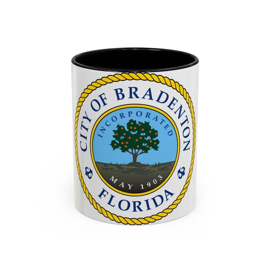 Seal of Bradenton Florida - Accent Coffee Mug 11oz Black - Go Mug Yourself