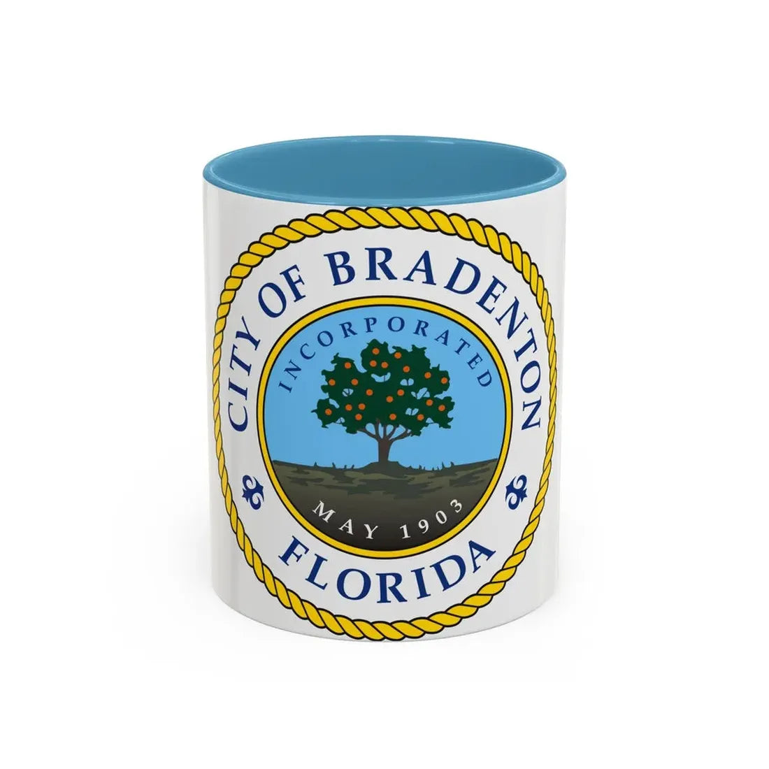Seal of Bradenton Florida - Accent Coffee Mug 11oz Light Blue - Go Mug Yourself