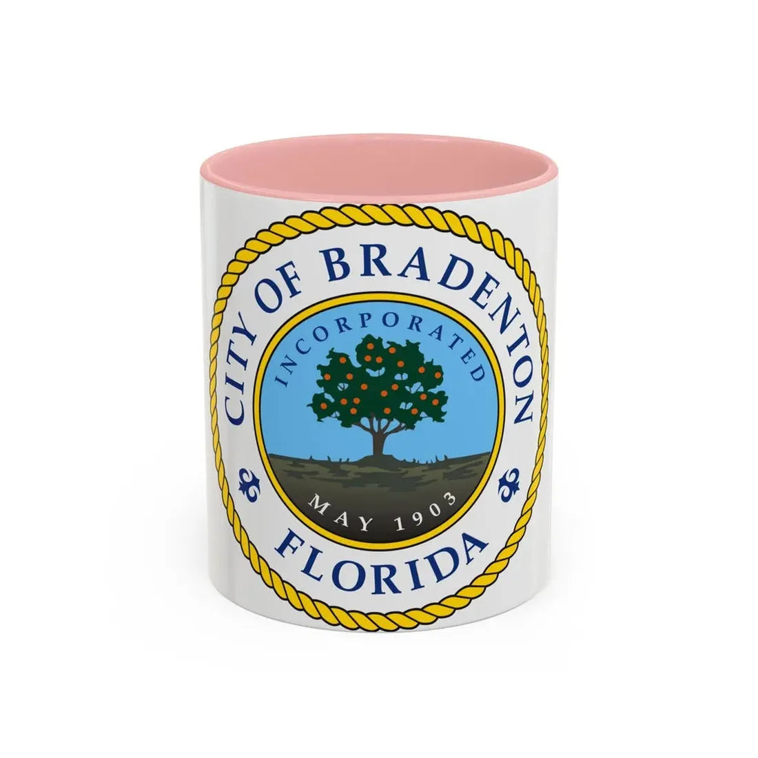 Seal of Bradenton Florida - Accent Coffee Mug 11oz Pink - Go Mug Yourself