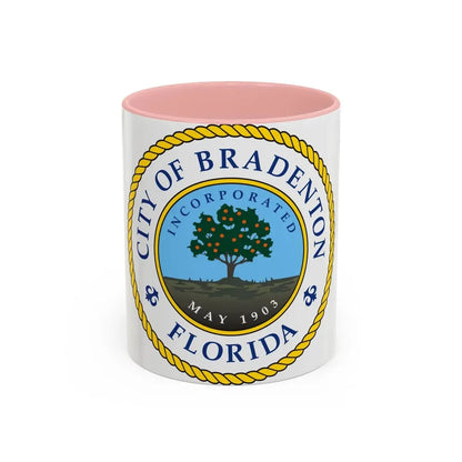 Seal of Bradenton Florida - Accent Coffee Mug 11oz Pink - Go Mug Yourself