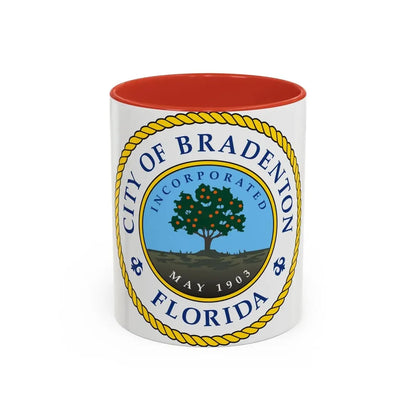 Seal of Bradenton Florida - Accent Coffee Mug 11oz Red - Go Mug Yourself