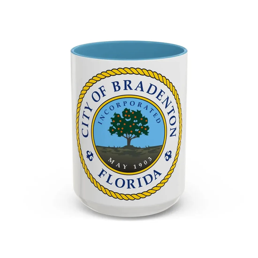 Seal of Bradenton Florida - Accent Coffee Mug 15oz Light Blue - Go Mug Yourself