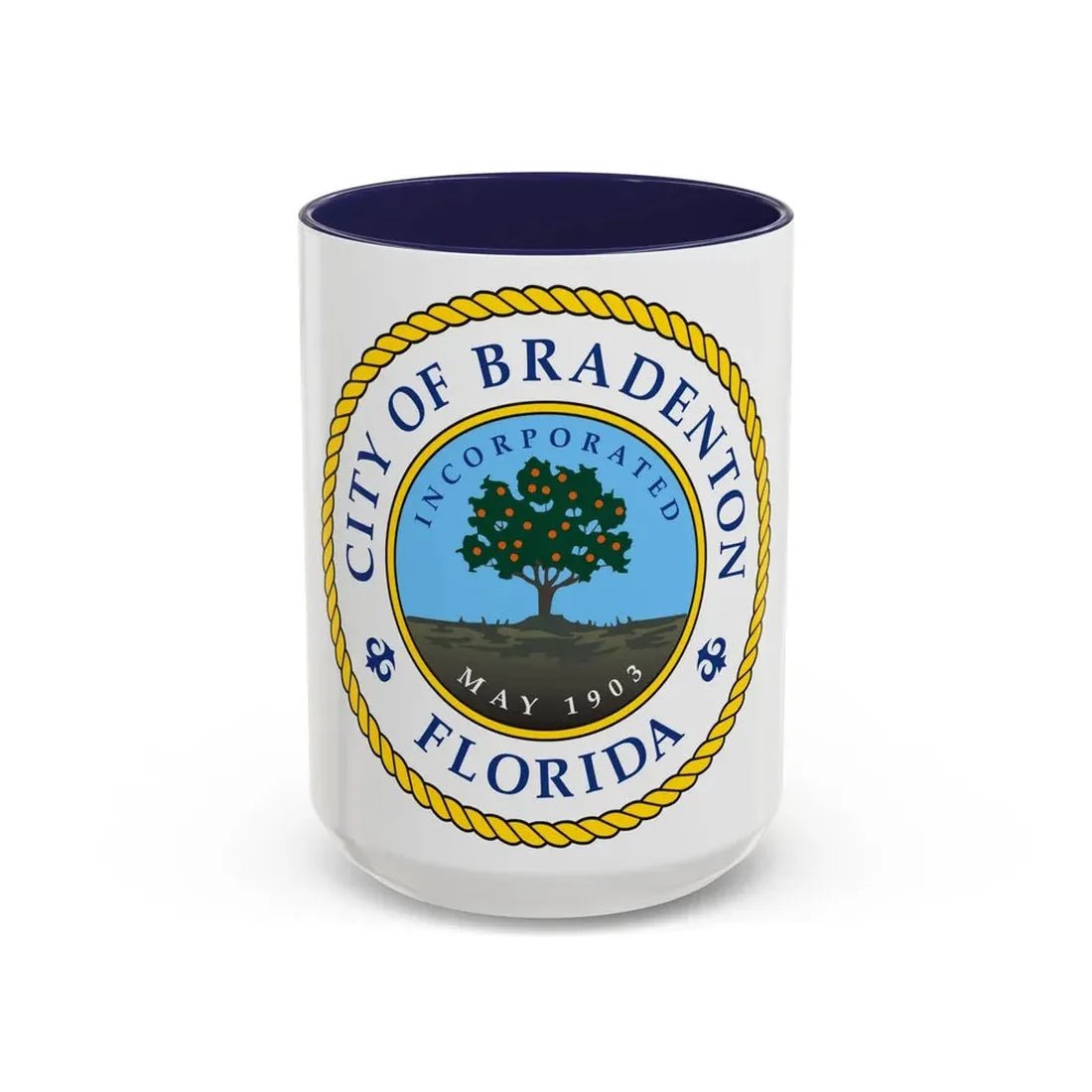 Seal of Bradenton Florida - Accent Coffee Mug 15oz Navy - Go Mug Yourself