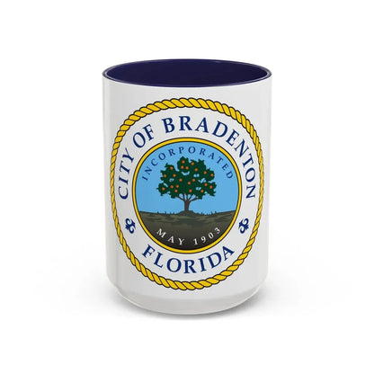Seal of Bradenton Florida - Accent Coffee Mug 15oz Navy - Go Mug Yourself