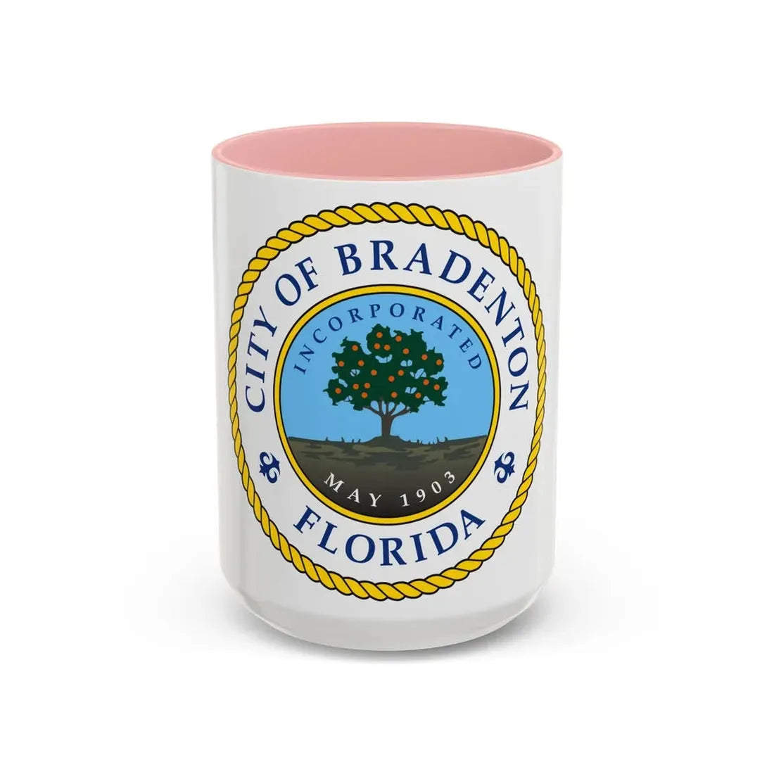 Seal of Bradenton Florida - Accent Coffee Mug 15oz Pink - Go Mug Yourself