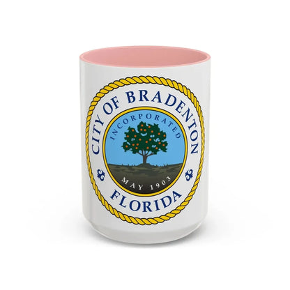 Seal of Bradenton Florida - Accent Coffee Mug 15oz Pink - Go Mug Yourself