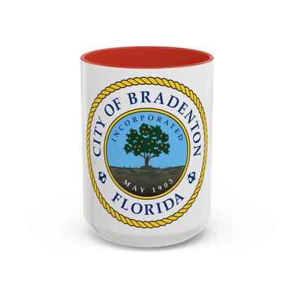 Seal of Bradenton Florida - Accent Coffee Mug 15oz Red - Go Mug Yourself