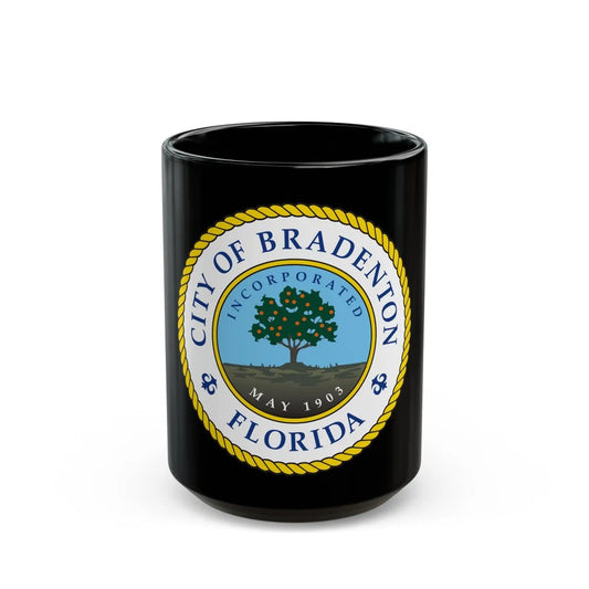 Seal of Bradenton Florida - Black Coffee Mug-15oz-Go Mug Yourself