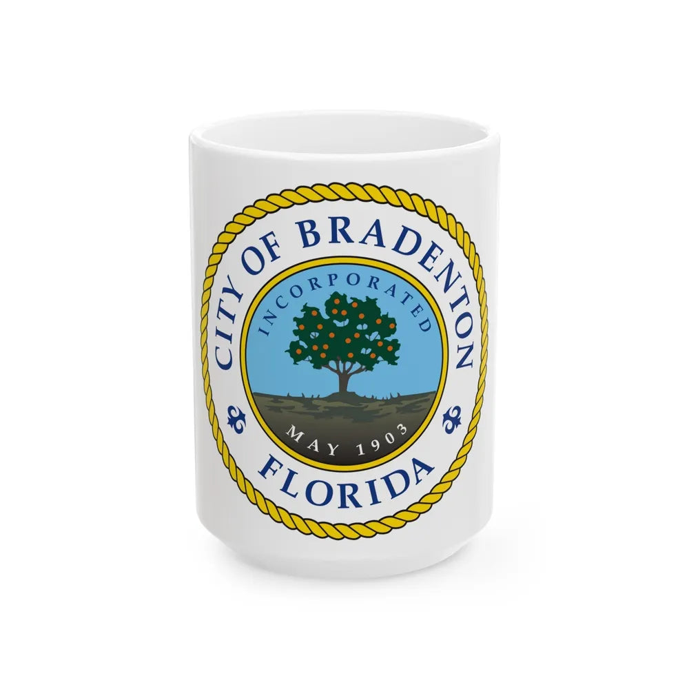 Seal of Bradenton Florida - White Coffee Mug-15oz-Go Mug Yourself