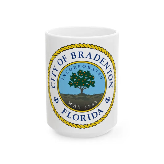 Seal of Bradenton Florida - White Coffee Mug 15oz - Go Mug Yourself