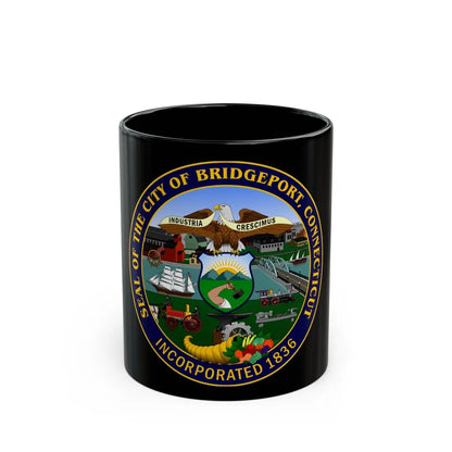 Seal of Bridgeport Connecticut - Black Coffee Mug-11oz-Go Mug Yourself