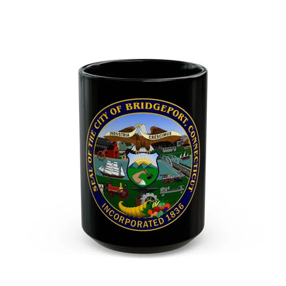 Seal of Bridgeport Connecticut - Black Coffee Mug 15oz - Go Mug Yourself