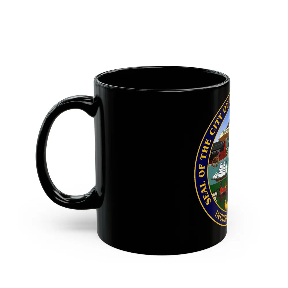 Seal of Bridgeport Connecticut - Black Coffee Mug-Go Mug Yourself