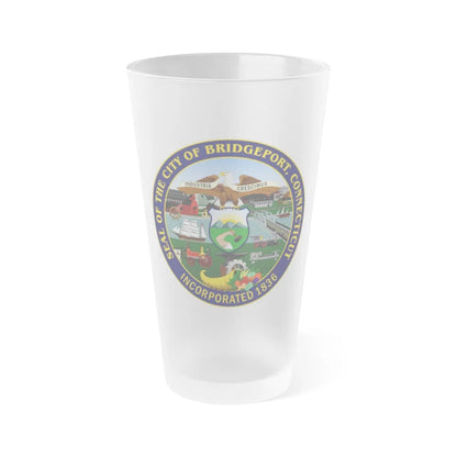 Seal of Bridgeport Connecticut - Frosted Pint Glass 16oz-16oz-Frosted-Go Mug Yourself