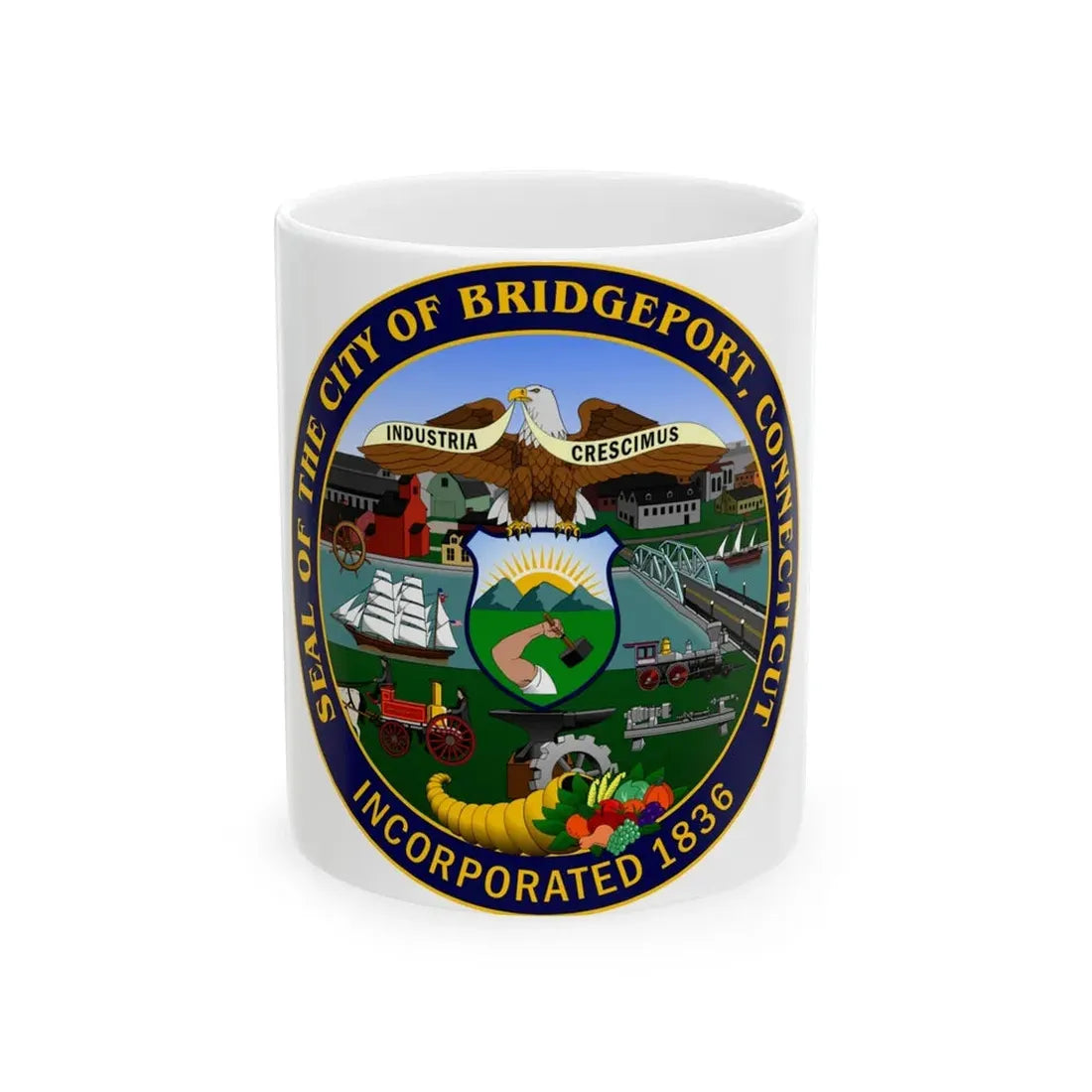 Seal of Bridgeport Connecticut - White Coffee Mug 11oz - Go Mug Yourself