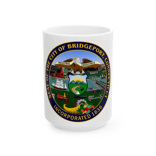 Seal of Bridgeport Connecticut - White Coffee Mug 15oz - Go Mug Yourself