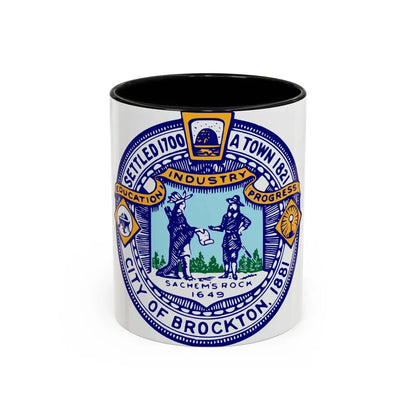 Seal of Brockton Massachusetts - Accent Coffee Mug 11oz Black - Go Mug Yourself