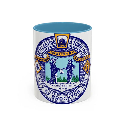 Seal of Brockton Massachusetts - Accent Coffee Mug 11oz Light Blue - Go Mug Yourself